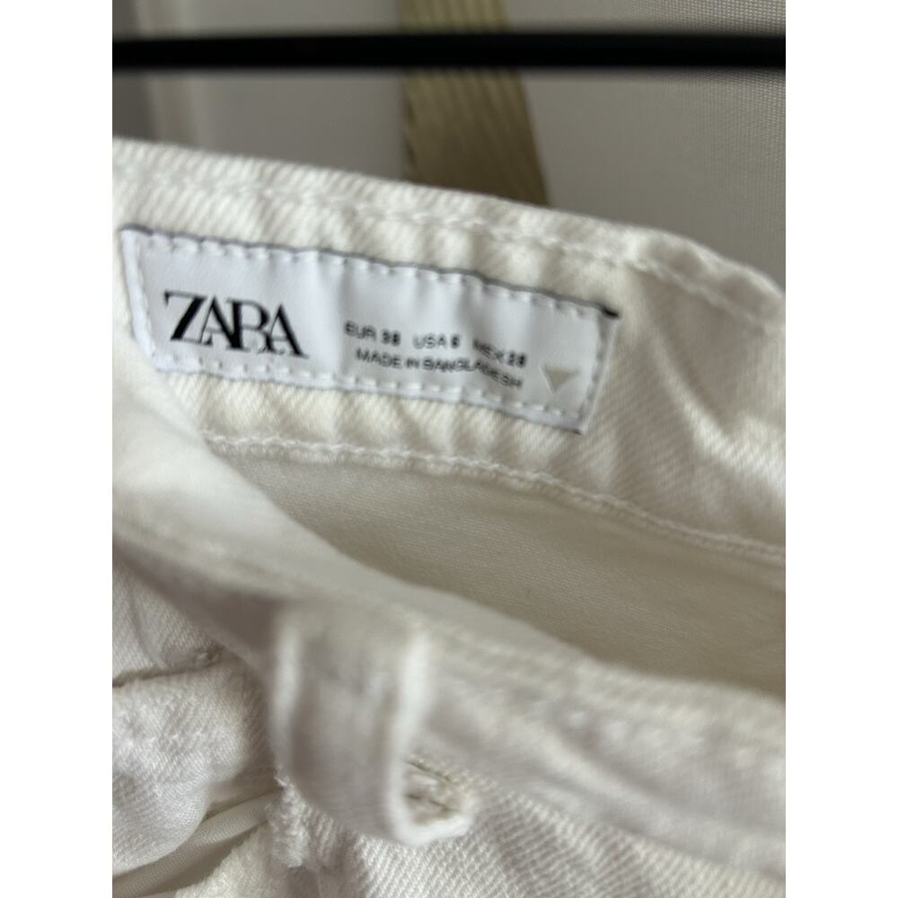 ZARA Barrel Jeans White Wide Leg Size 6 Baggy Boho - Picture 3 of 10